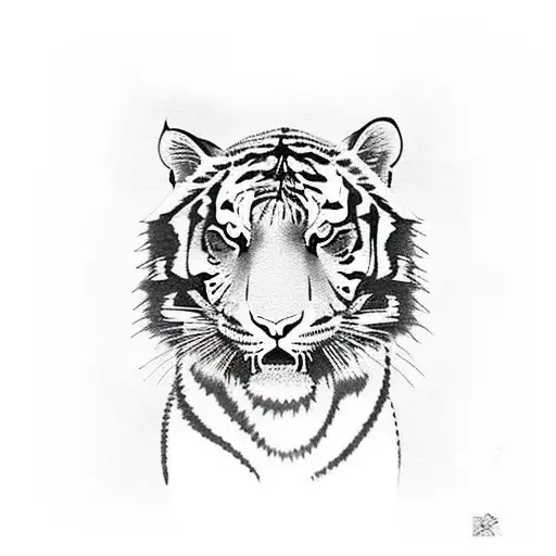 Tiger With Old Traditional Thai Art