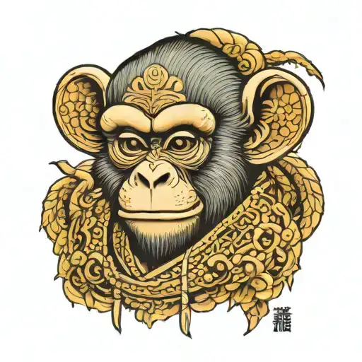Monkey Samuri Wearing Straw Jingasa