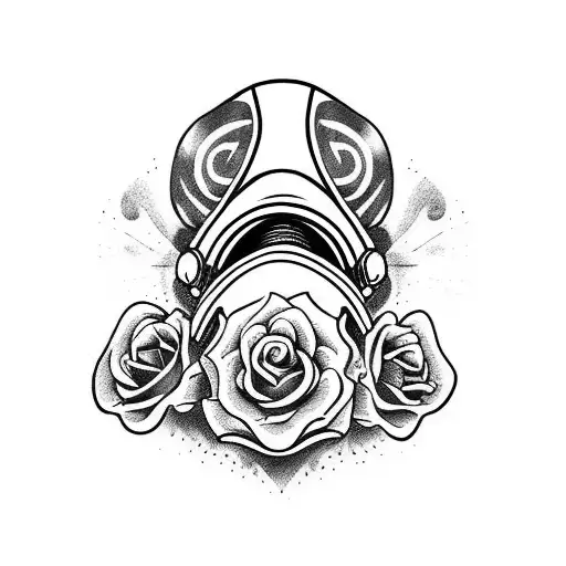 Gas Mask Holding Rose