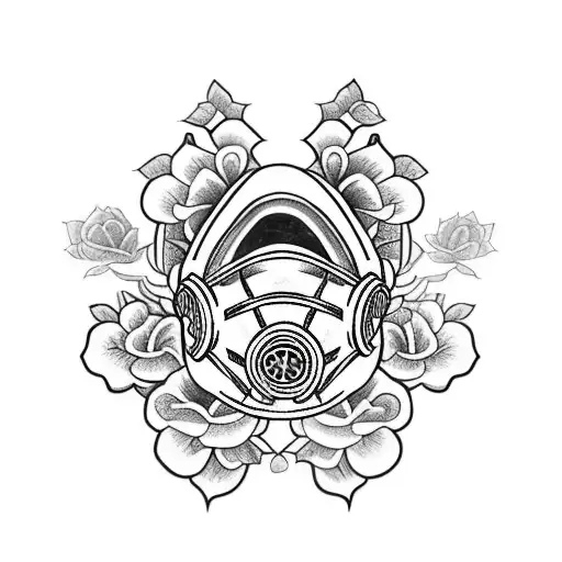 Guy In Gas Mask Holding Rose