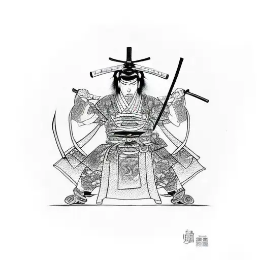 Samurai With Knife With Cook