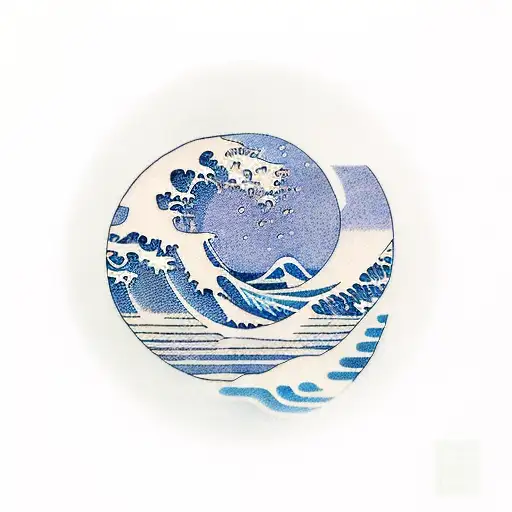 The Big Wave In Minimalistic Style Inside A Zen Circle