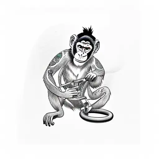 Monkey Ridding A Wheelchair