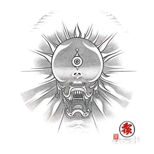 Samurai With A Sun Background