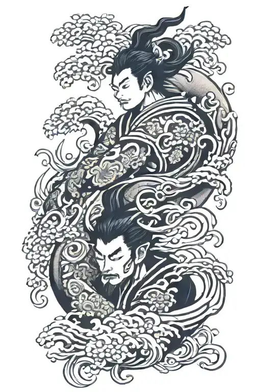 Black Sleeve With Japanese Mythology