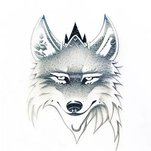 Samurai With Waterfall And Wolf