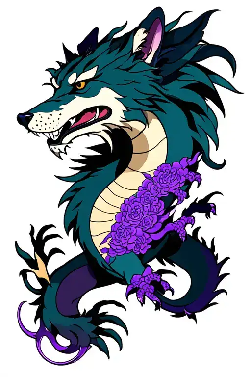 Alpha Wolf And Purple Dragon
