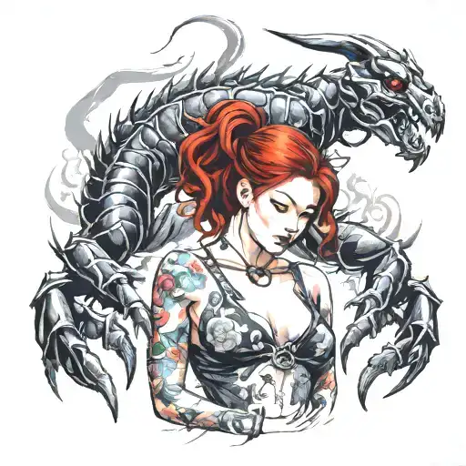 Sexy Red Head Girl As A Scorpion