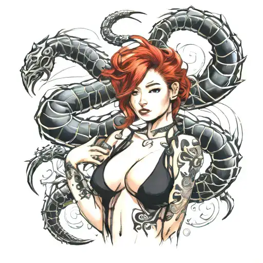 Sexy Red Head Girl As A Scorpion