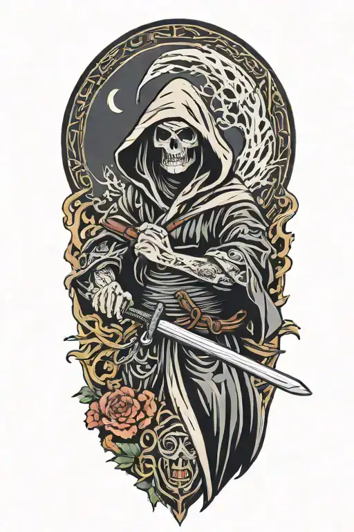 Blonde Girl As Grim Reaper