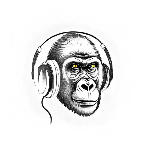 An Ape With Headphones Listening To Music While Trading Crypto