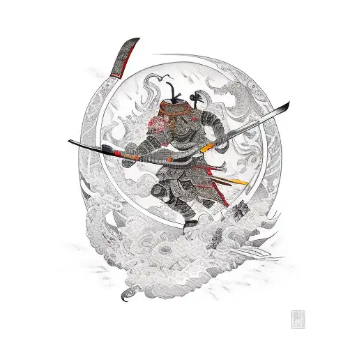 Ronin Whit Flaming Katana