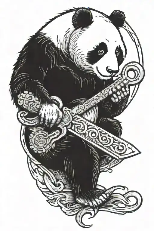 Badass Panda Holding A Crescent Wrench