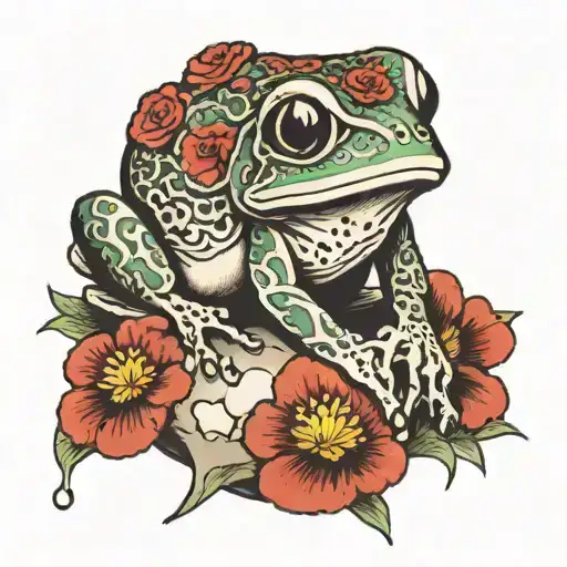 Frog Sitting On Skull