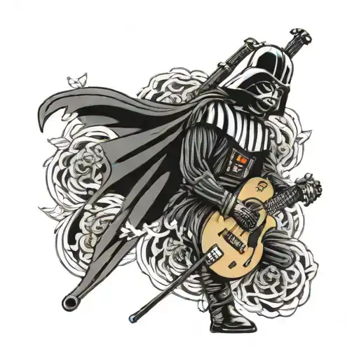 Darth Vader Holds A Guitar Neck