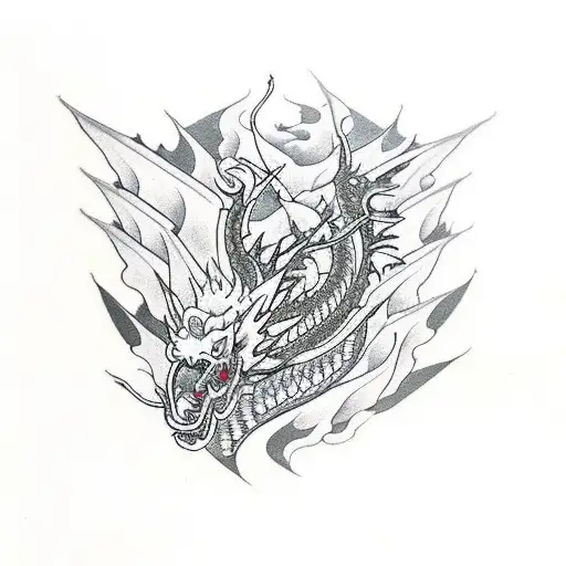 One Black Dragon And One Red Dragon Intertwined