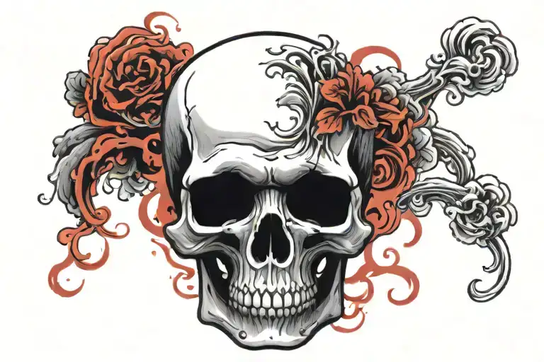 Skull With Red Smoke Behind It