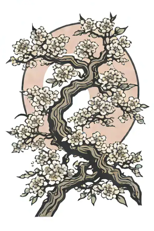Sakura Tree And Moon