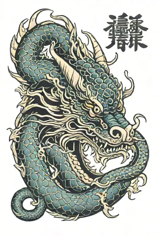 Asian Snake Dragon And Oni Mask