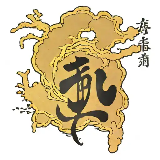 The Word 'Footprint' In Kanji Characters With Gold Marks On The Characters In A Kintsugi Style