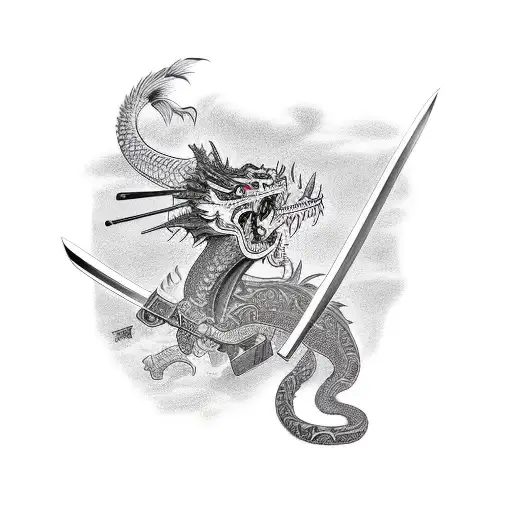A Fierce Samurai Warrior Holding A Dragon Katana