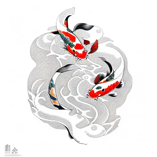 Koi Fish With Rose