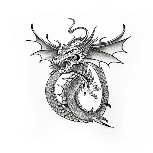 Dragon And Viking Ship