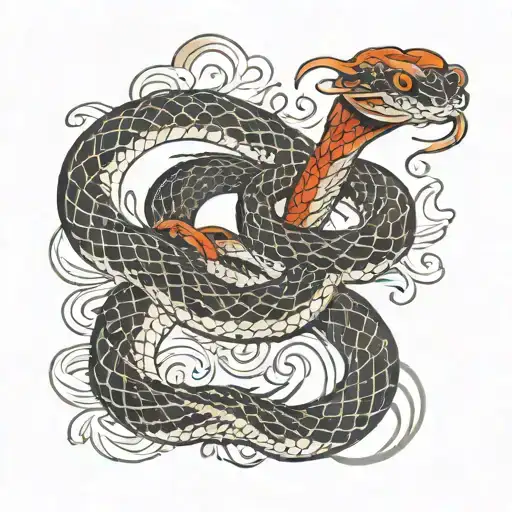 Snake In Traditional Japanese Ink Style