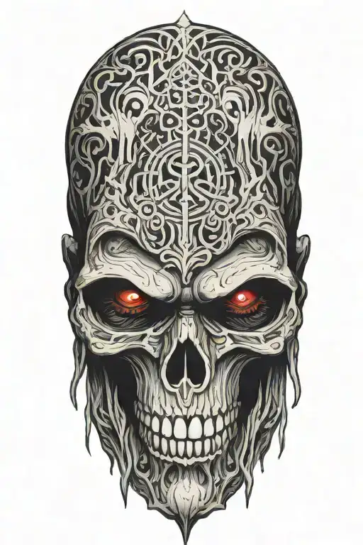 Hooded Vampire Skull With Blood Flowing From The Eye And Mouth