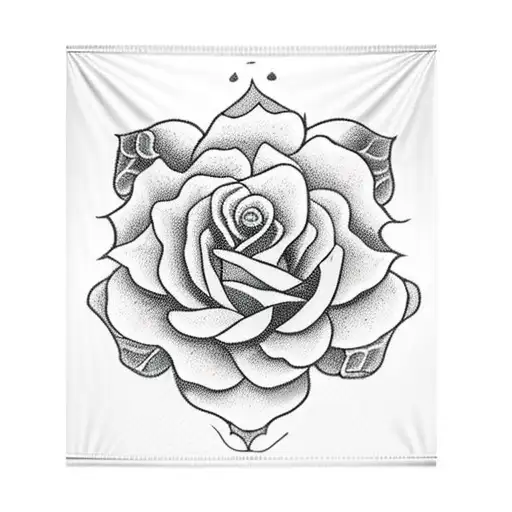 A Banner Intertwined With A Blooming Rose
