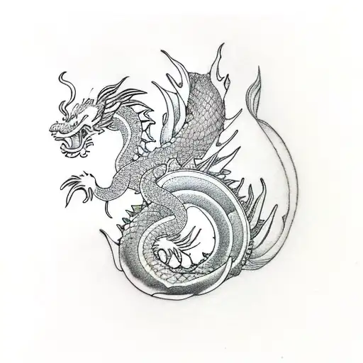 Traditional Lotus Koi Dragon