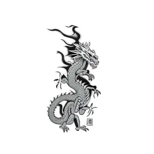 A Dragon On A Black Background