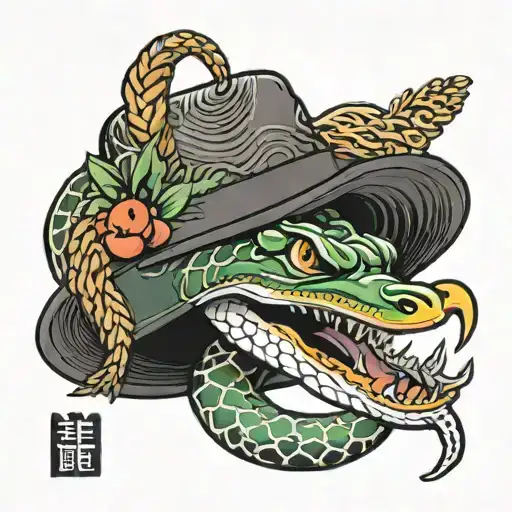 Snake And Straw Hat
