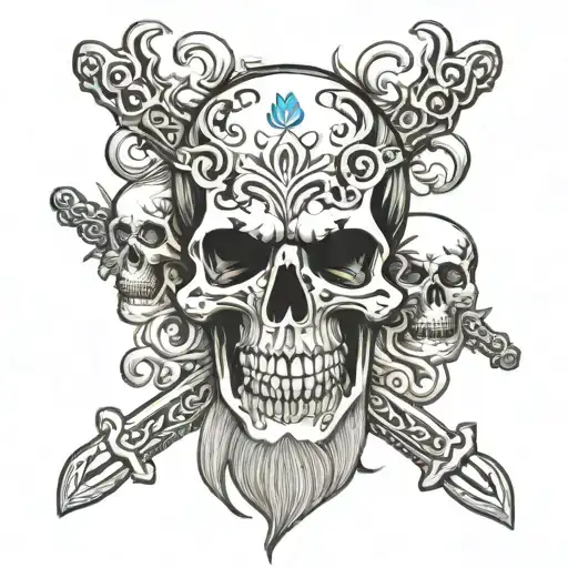 White Beard Skull And Bones