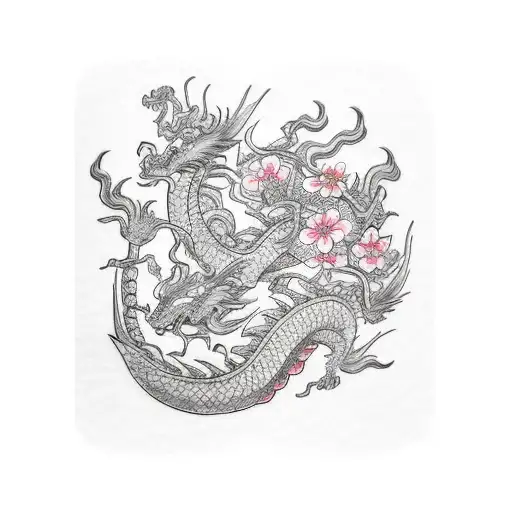 A Dragon Cherry Blossom Tattoo