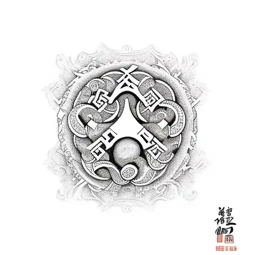 Traditional Chinese Medicine Herbs And Nordic Runes Intertwined