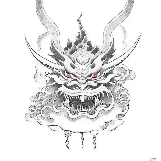 Japanese Demon With Volcano