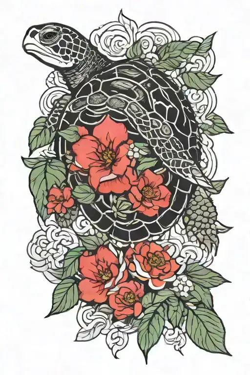 World Turtle With Camellia Sinensis Tea Plant