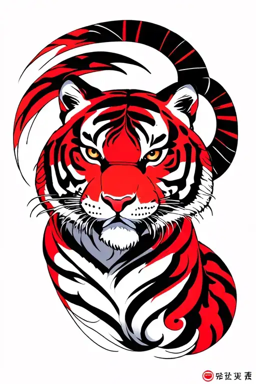 Japanese Style Tiger Red Minimal
