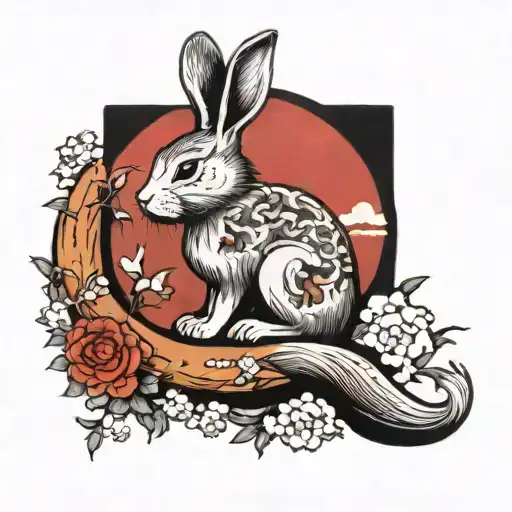 Rabbit Resting On A Moon