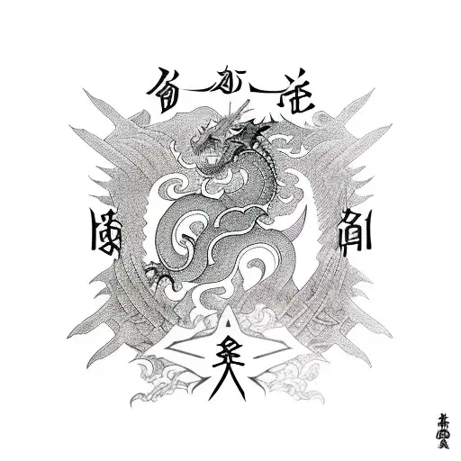 Warui Kanji Filled With The Pattern Of The Dragon Slayer Sword From The Berserk Manga