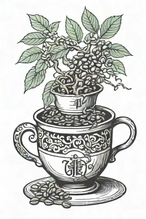 Coffee Beans And V60 Intertwined With Coffee Plant