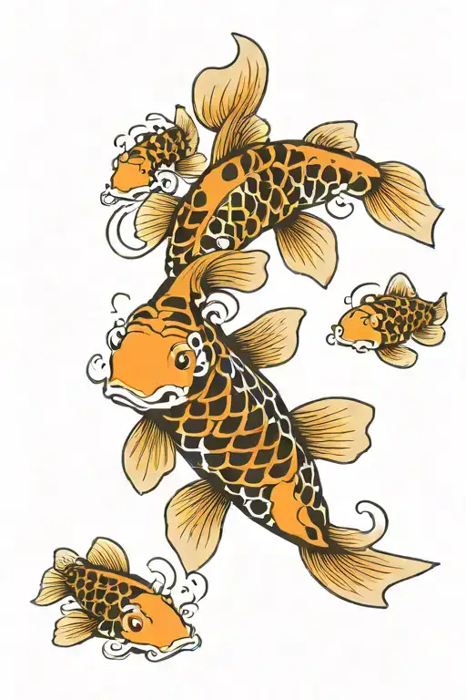 Koi Fish Swimming Upstream