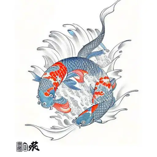 Koi Fish Wave Sun