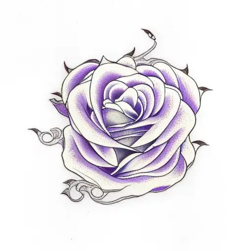 Purple Heart With Rose Wrapping Around It