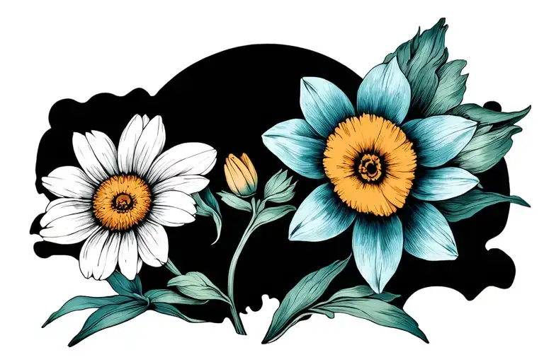 Daisy And Narcissus Flower