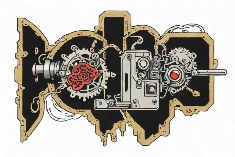 Steam Punk Style Heart Being Powered By A Floppy Disk With Mom Written On It