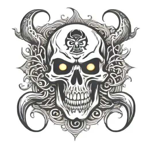 Biohazard Logo Combined Skull With Mouth Very Wide Open