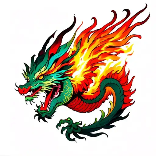 Dragon Spitting Flames That Transform Into A Phoenix That Wraps Around The Arm