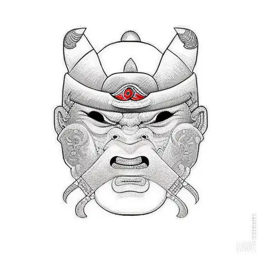 Samurai Mask And Sumo Wreslter